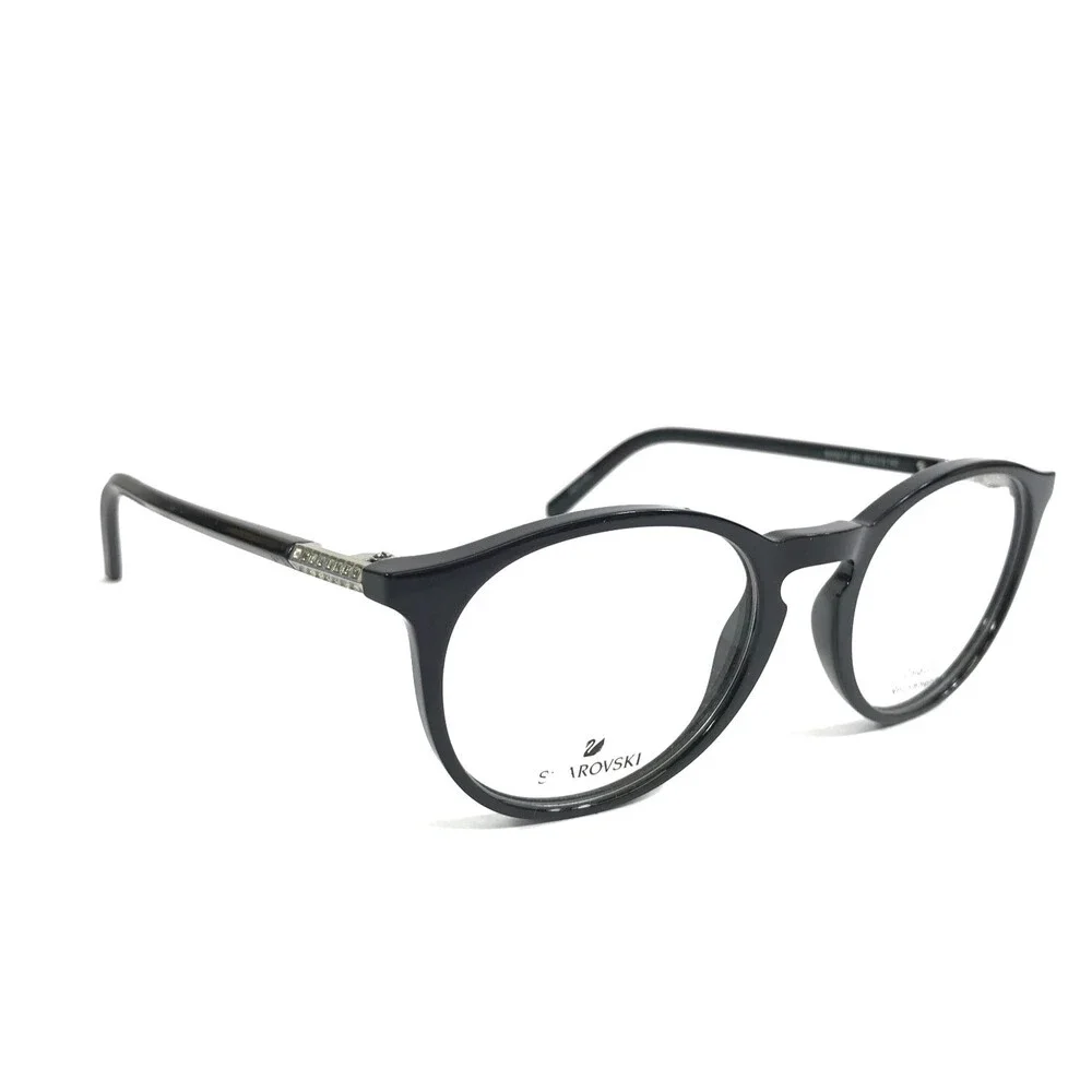 Swarovski Eyeglasses Frames SW5217 001 Black Silver Round Crystals 50-19-140